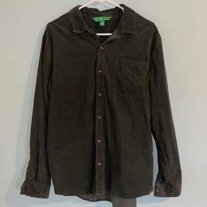 Dark Green Corduroy Button Down Shirt